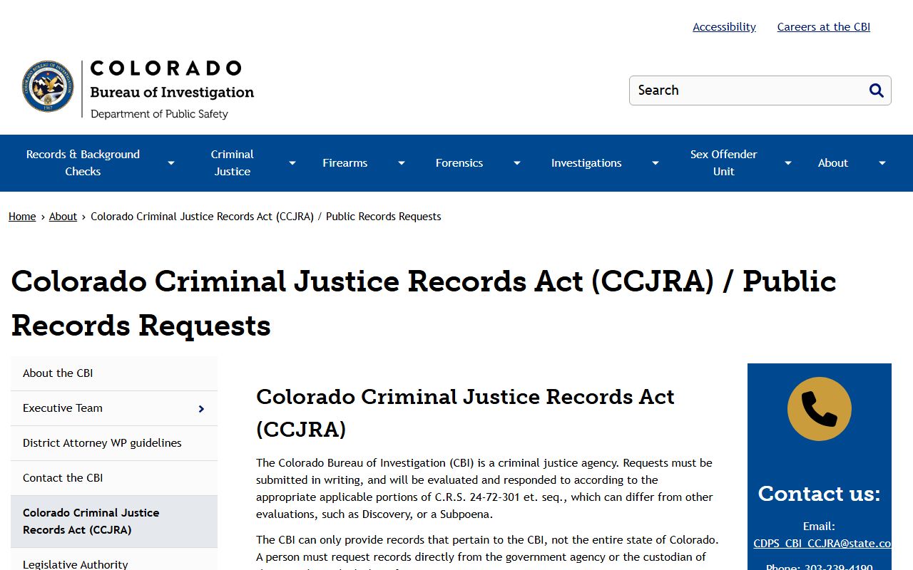 Conejos County booking photos Colorado CCJRA request guidance